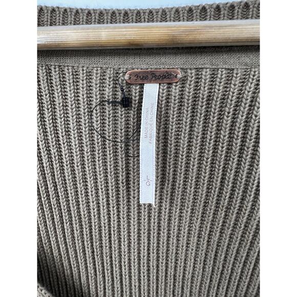 Free People Allure Rib Knit V Neck Pullover Sweater Long Sleeve Brown Size L - Picture 3 of 6